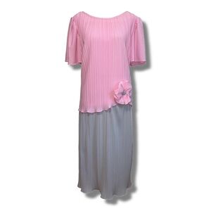 Vintage Pink & Grey Plisse Dress